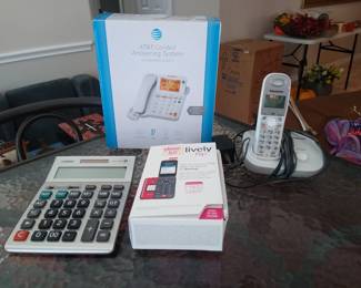 senior calculator, wireless phone, lively flip phone - new in the box
