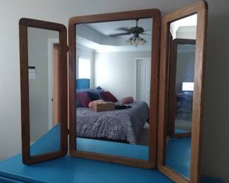 3-piece solid oak dresser mirror 54" wide, 43.5" wide
