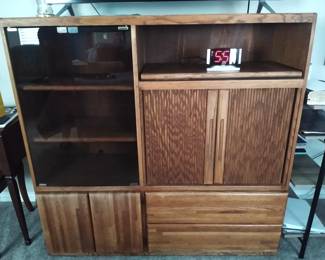 Solid Oak Entertainment Center 55" wide, 51" tall, 17" deep