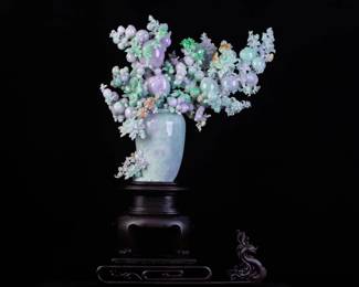 Lot JD823 Jadeite Jade Purple Green Fruit Vase
