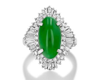 Lot 8005 Jadeite Jade Diamond Ring GIA Certified