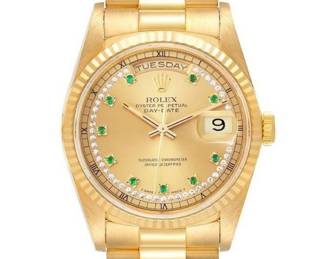 Lot 8030 Rolex Presidential Sring Diamonds Emerald