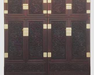 Lot 709 Pair of Chinese Wood Armoir 92 x 46.5 x 23.5 inches