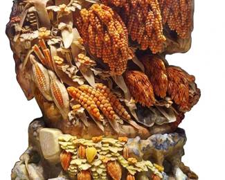 Lot PJ01 Monumental Quing Tian Stone Harvest of Corn Carving 78.75 x 15.5 x 31 inches