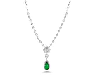 Lot 8109 Emerald Diamond Necklace