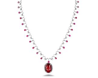 Lot 8119 Unheated Ruby Necklace GIA Certified.