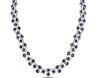 Lot 8036 Blue Sapphire Diamond Necklace