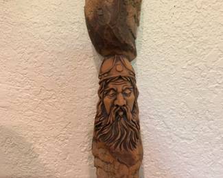 Hand carved Wood Spirit by T. Kwiatkowski. 13.75 in.
