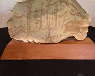 Vintage 1967 Signed. Hand Painted Appalachian Scene Mushroom