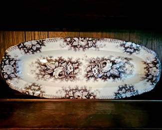 Antique Mulberry Transferware Fish Platter bid #9
