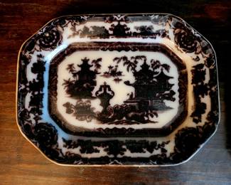 Antique Mulberry Transferware Platter "The Temple"  bid #14