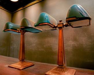 Pair Vintage Emeralite Desk Lamps $795 or bid #74