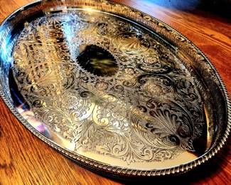 Hand-Chased Silver Serving Tray bid #49