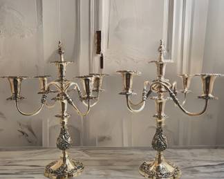 Pair Vintage Sheffield Silver Convertable Candelabra bid #48