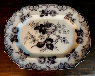 Antique Mulberry Transferware "Moss Rose" Platter bid #13