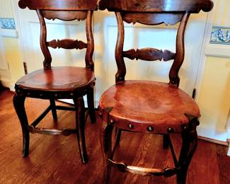 Pair of Antique Leather Seat Side Chairs bid #6