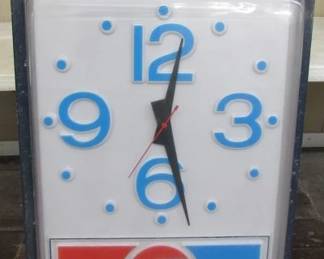 1970's Lighted Pepsi Clock - 30" x 40" - Lights Up & Runs
