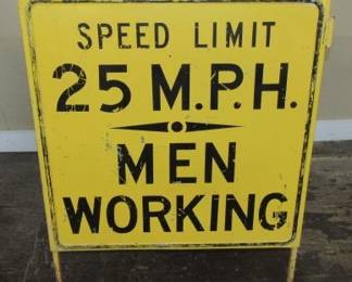 1950's Heavy Metal Road Side Sign - 4 Signs in 1 - See Next 3 Photos - Size 24" x 33"