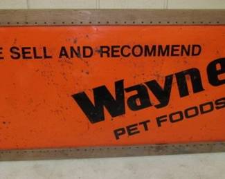 20" x 38" Metal Wayne Pet Foods Framed Sign