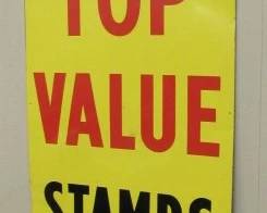 1961 Metal Top Value Stamps Sign - 3' x 5'