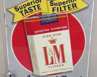 1950's Metal L & M Cigarettes Sign - Approx. 23" x 28"
