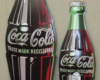 Metal Coke Bottle Sign & Thermometer