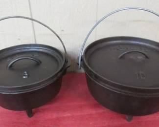 Cast Iron Lodge #8 & #10 Footed Bean Pots