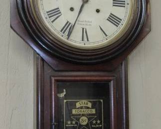 Ansonia Star Tobacco 5 Cents Wall Clock - Runs
