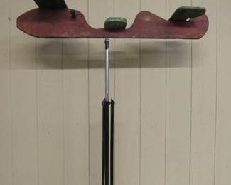 Folk Art Wood Airplane on Adjustable Stand