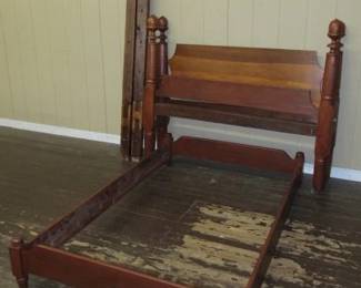 1830's - 1840's Cherry Acorn Bed w/Rails (Converted to Full Size Bed) Also Has Trundle Bed Included