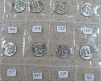 Brilliant UNC. Franklin Half Dollars