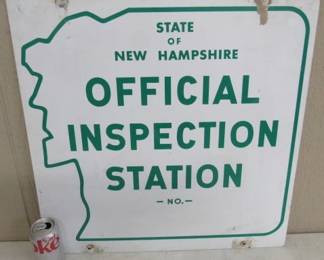 Vintage Heavy Metal Double Sided New Hampshire Official Inspection Station Sign