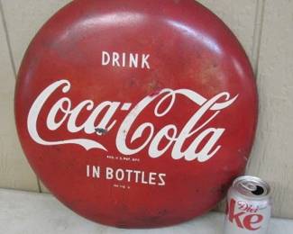 Metal Coke Button Sign