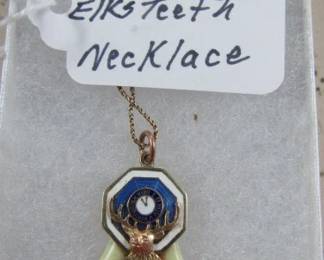 10K Gold Elks Lodge Elks Teeth Necklace