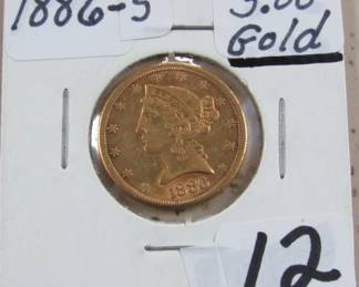 1886-S Gold $5.00 Coin