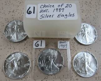 UNC. 1987 Silver Eagles