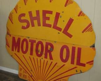 2 Piece Porcelain Shell Motor Oil Sign - 70" x 72"