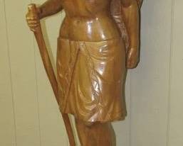 5' Tall Carved Wood Lady & Child Statue