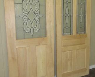 36" Leaded Glass Wood Doors