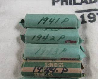 Rolls of Silver Mercury Head Dimes