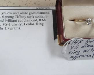 14K Gold VS Diamond Ring w/Appraisal 