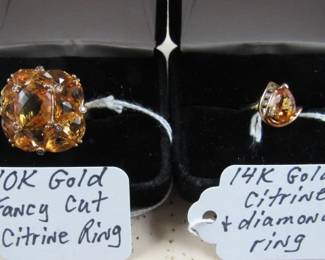 10K & 14K Gold & Citrine Rings