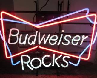 Neon Budweiser Rocks Sign