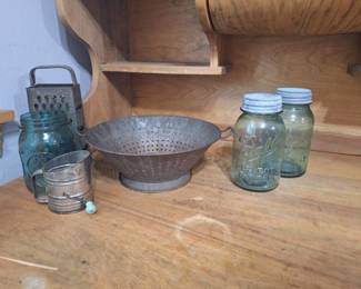Lot of Balls Mason Jars and Sifter/ Strainer