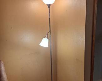 Double Head Floor Lamp with Chrome Finish Base