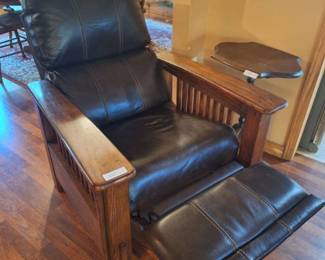 Ashley Furniture Leather Recliner with Wooden Frame