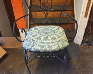 Black Iron Chair with Decorative Seat