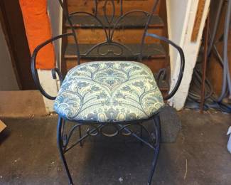 Black Iron Chair with Decorative Seat
