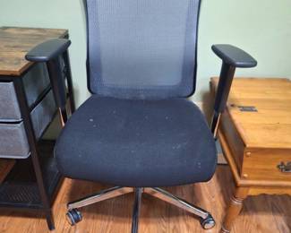 Black Mesh Back Office Chair - Small Burn Hole on Cushion