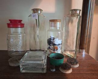 Lot of Collectible Jars and Metal Combs